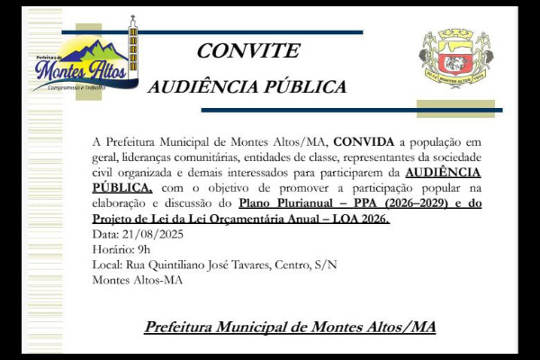 CONVITE PARA AUDIÊNCIA PÚBLICA